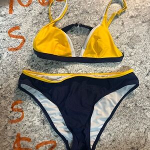 Yellow and Navy Bikini Set
